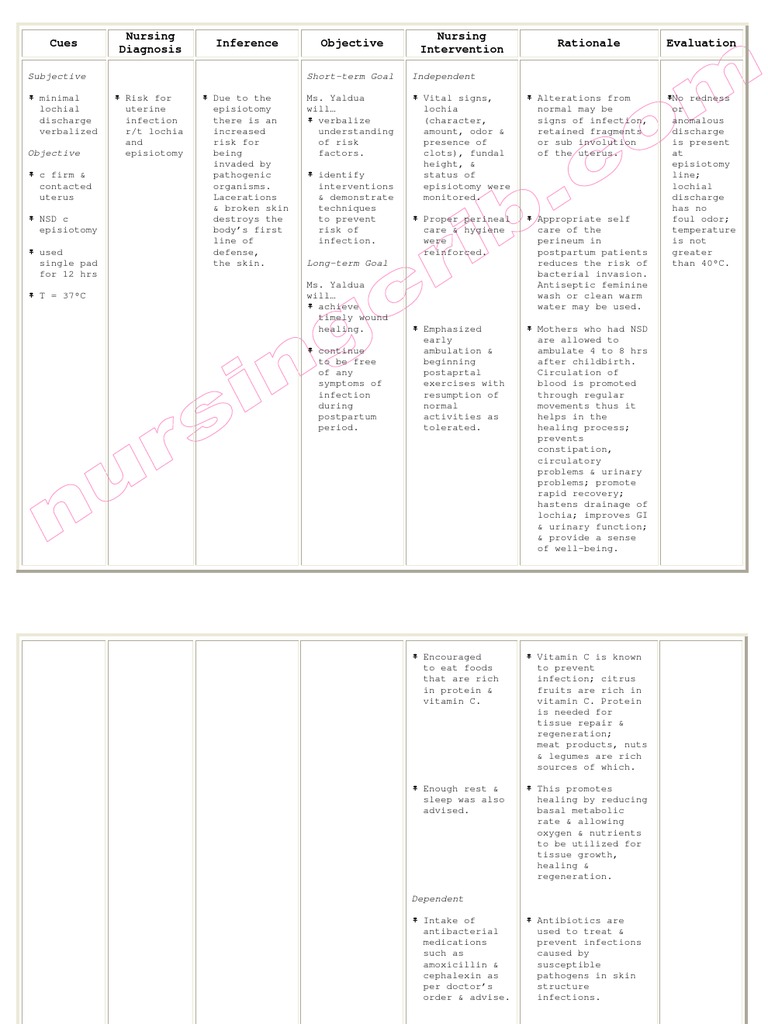 nursing care plan for new mother Sample of nursing care plan for nsd patient